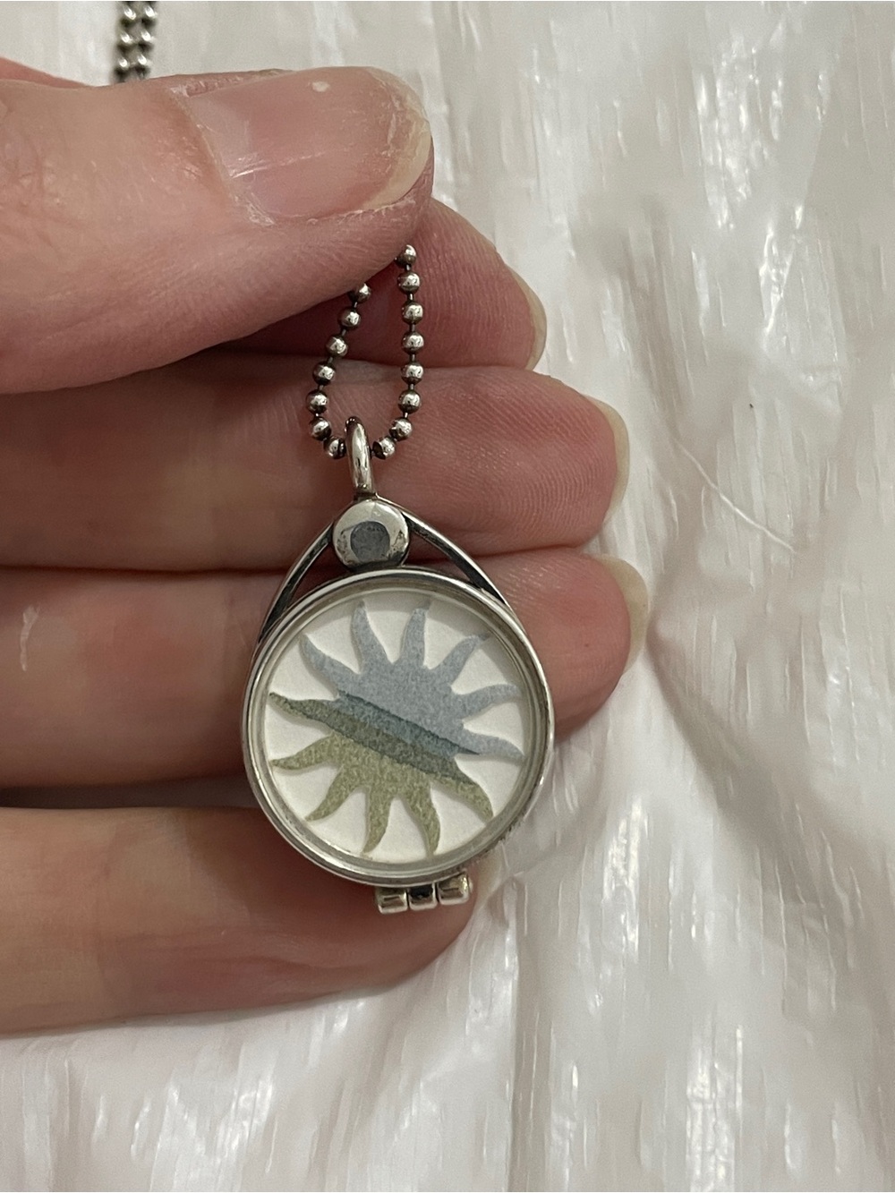 Signed 925 Sterling Silver Magnetic Glass Locket Necklace 925 Italy Chain